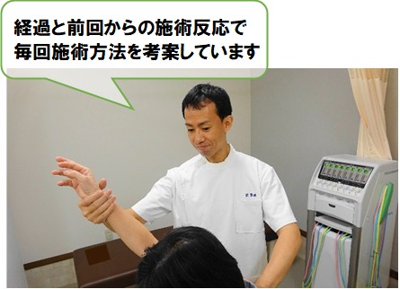 経過と前回からの施術反応で毎回施術方法を考案しています