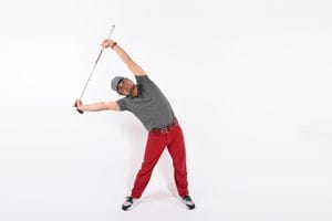 ゴルフクラブでストレッチ